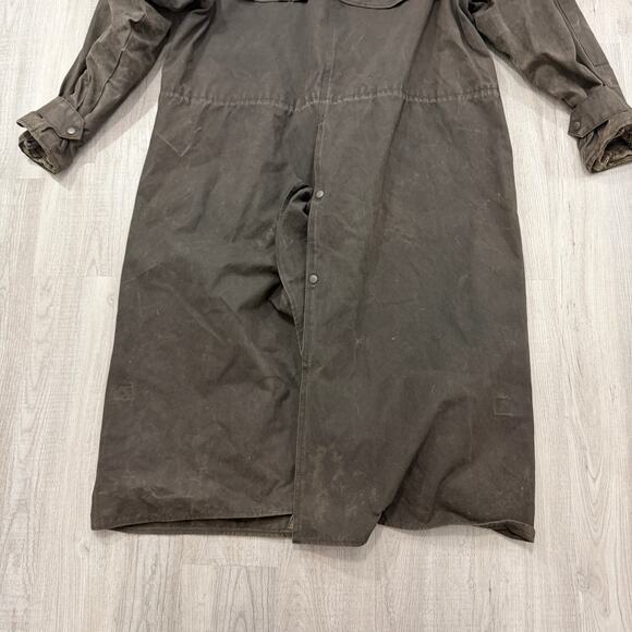 Vintage Kuver Mebum Duster Oil Skin Coat Men Large Black Faded Western by Abetta - Picture 8 of 10